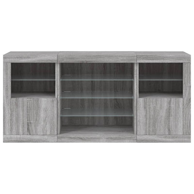 Senkki LED-valoilla harmaa Sonoma 142,5x37x67 cm