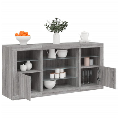 Senkki LED-valoilla harmaa Sonoma 142,5x37x67 cm