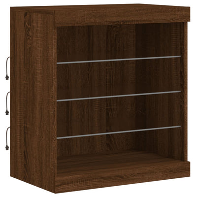 Senkki LED-valoilla ruskea tammi 142,5x37x67 cm