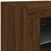 Senkki LED-valoilla ruskea tammi 142,5x37x67 cm