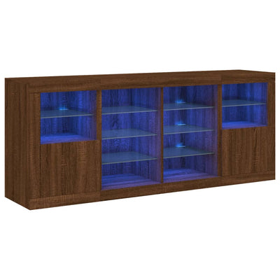 Senkki LED-valoilla ruskea tammi 163x37x67 cm
