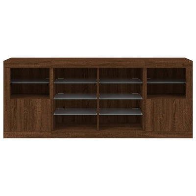 Senkki LED-valoilla ruskea tammi 163x37x67 cm
