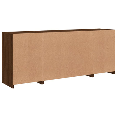 Senkki LED-valoilla ruskea tammi 163x37x67 cm