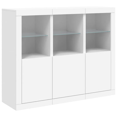 Senkki LED-valoilla 3 kpl valkoinen tekninen puu