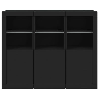 Senkit LED-valoilla 3 kpl musta tekninen puu