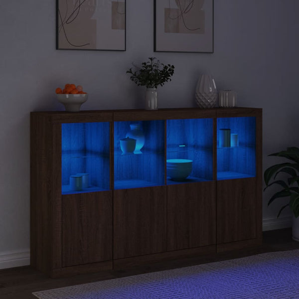 Senkit LED-valoilla 3 kpl ruskea tammi tekninen puu