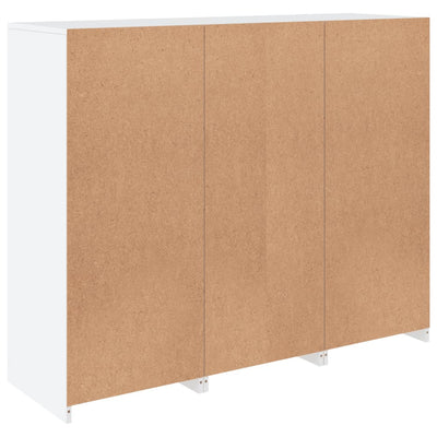 Valkoinen senkki led-valoilla Govorel (3 kpl puinen)