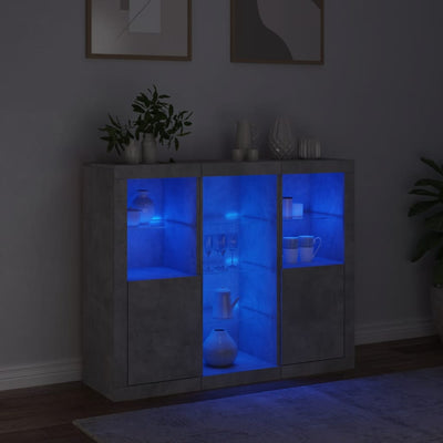 Senkit LED-valoilla 3 kpl betoninharmaa tekninen puu