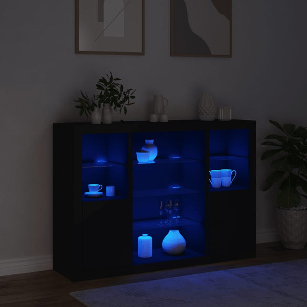 Senkit LED-valoilla 3 kpl musta tekninen puu