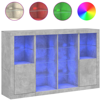 Senkit LED-valoilla 3 kpl betoninharmaa tekninen puu