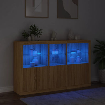 Senkki LED-valoilla Sonoma-tammi 162x37x100 cm
