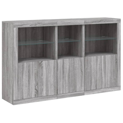 Senkki LED-valoilla harmaa Sonoma 162x37x100 cm