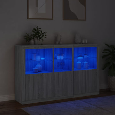 Senkki LED-valoilla harmaa Sonoma 162x37x100 cm