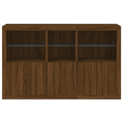 Senkki LED-valoilla ruskea tammi 162x37x100 cm