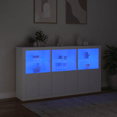 Valkoinen senkki led-valoilla Yosca 181,5x37x100cm
