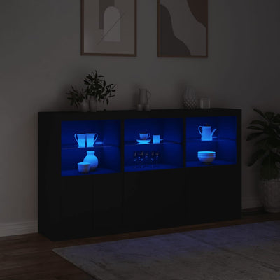 Senkki LED-valoilla musta 181,5x37x100 cm