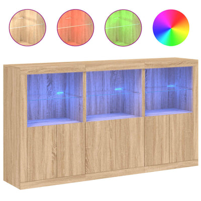 Senkki LED-valoilla Sonoma-tammi 181,5x37x100 cm