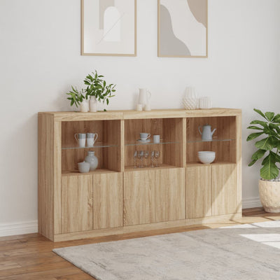 Senkki LED-valoilla Sonoma-tammi 181,5x37x100 cm