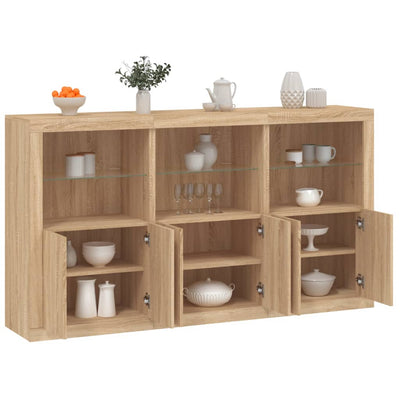 Senkki LED-valoilla Sonoma-tammi 181,5x37x100 cm