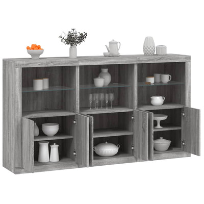Senkki LED-valoilla harmaa Sonoma 181,5x37x100 cm