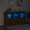 Senkki LED-valoilla ruskea tammi 181,5x37x100 cm