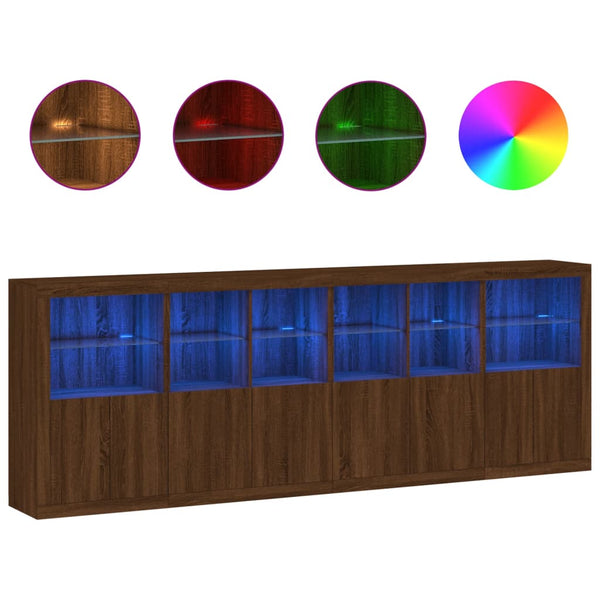 Senkki LED-valoilla ruskea tammi 283x37x100 cm