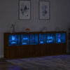 Senkki LED-valoilla ruskea tammi 283x37x100 cm
