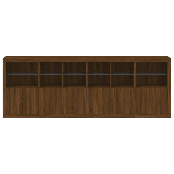 Senkki LED-valoilla ruskea tammi 283x37x100 cm