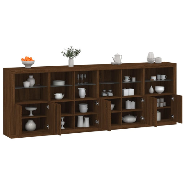 Senkki LED-valoilla ruskea tammi 283x37x100 cm