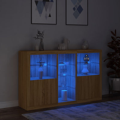 Senkki LED-valoilla Sonoma-tammi 162x37x100 cm