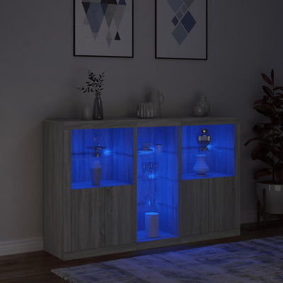 Senkki LED-valoilla harmaa Sonoma 162x37x100 cm