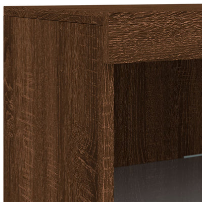 Senkki LED-valoilla ruskea tammi 162x37x100 cm