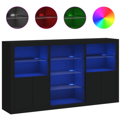 Senkki LED-valoilla musta 181,5x37x100 cm