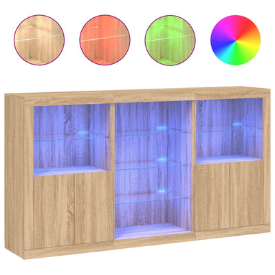 Senkki LED-valoilla Sonoma-tammi 181,5x37x100 cm