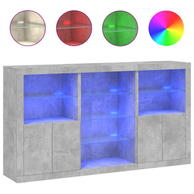Senkki LED-valoilla betoninharmaa 181,5x37x100 cm