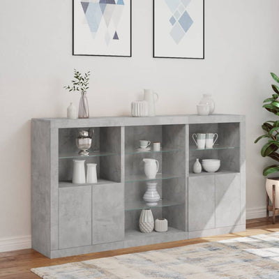 Senkki LED-valoilla betoninharmaa 181,5x37x100 cm