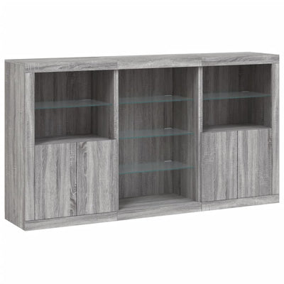 Senkki LED-valoilla harmaa Sonoma 181,5x37x100 cm