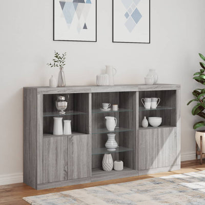 Senkki LED-valoilla harmaa Sonoma 181,5x37x100 cm