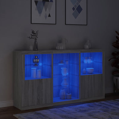 Senkki LED-valoilla harmaa Sonoma 181,5x37x100 cm