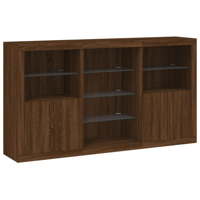 Senkki LED-valoilla ruskea tammi 181,5x37x100 cm