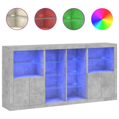 Senkki LED-valoilla betoninharmaa 202x37x100 cm