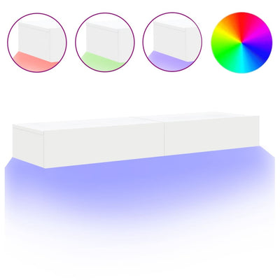TV-tasot LED-valoilla 2 kpl valkoinen 60x35x15,5 cm