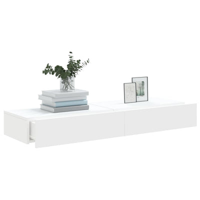 TV-tasot LED-valoilla 2 kpl valkoinen 60x35x15,5 cm