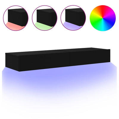 TV-tasot LED-valoilla 2 kpl musta 60x35x15,5 cm