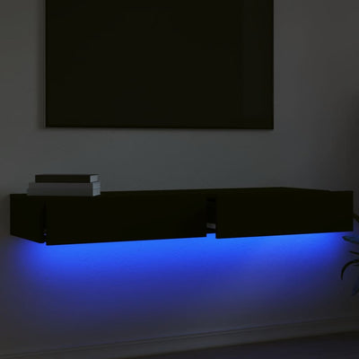 TV-tasot LED-valoilla 2 kpl musta 60x35x15,5 cm