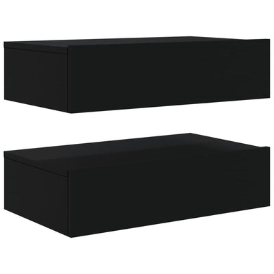 TV-tasot LED-valoilla 2 kpl musta 60x35x15,5 cm