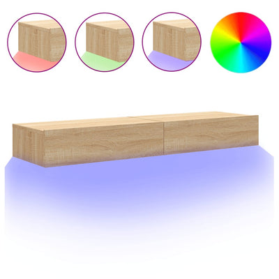 TV-tasot LED-valoilla 2 kpl Sonoma-tammi 60x35x15,5 cm
