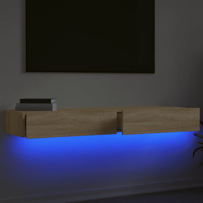 TV-tasot LED-valoilla 2 kpl Sonoma-tammi 60x35x15,5 cm