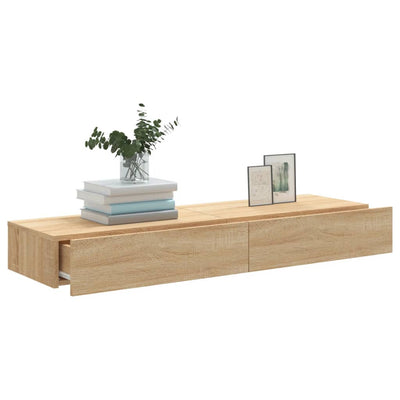 TV-tasot LED-valoilla 2 kpl Sonoma-tammi 60x35x15,5 cm