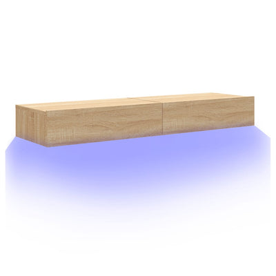 TV-tasot LED-valoilla 2 kpl Sonoma-tammi 60x35x15,5 cm